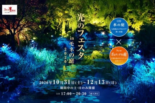 水面輝く光の世界へ｜北川村モネの庭で「光のフェスタinモネの庭2020」