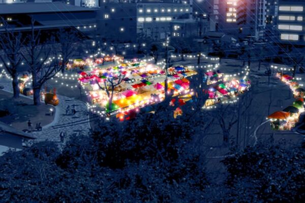 ココハレが丸ノ内緑地「ナイトバザール」で出張イベント！｜1/13（日）は光る輪投げで遊びませんか？お菓子のプレゼントもあります