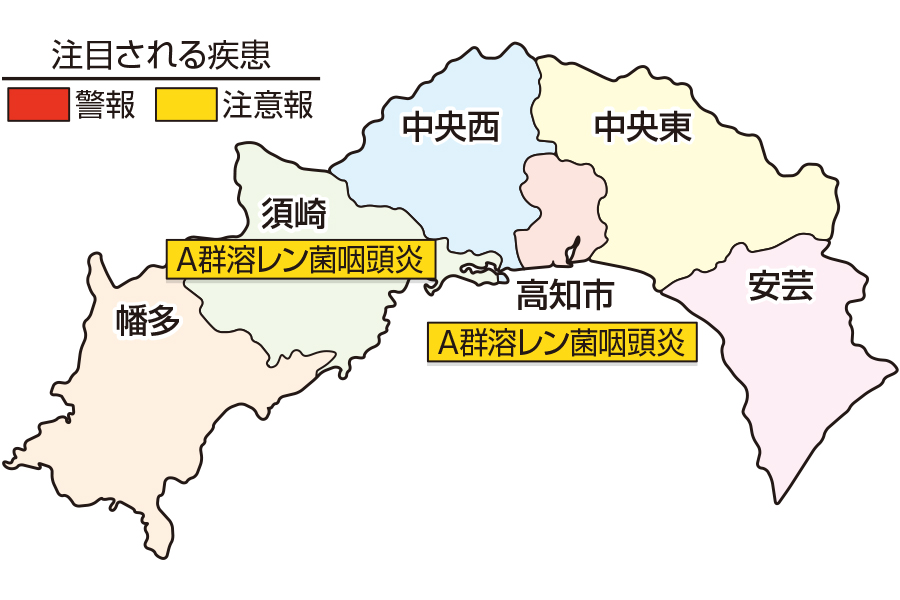 A群溶連菌咽頭炎が高知市、須崎で注意報です｜高知県の感染症情報（2024年4月8～14日）
