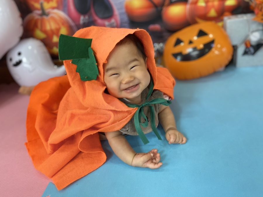 はじめてのハロウィン！かぼちゃになりました！