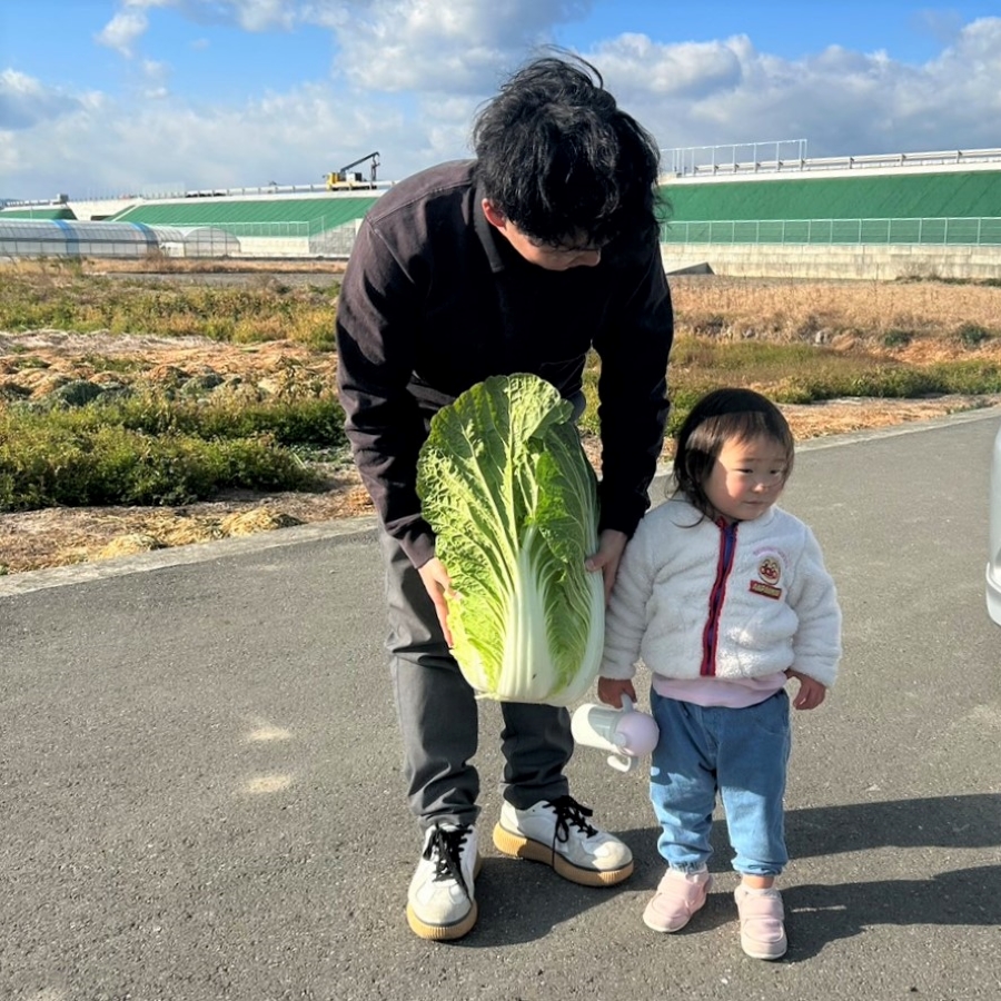 体の半分くらいの白菜を収穫。体の成長も心の成長も、ちょっとずつ