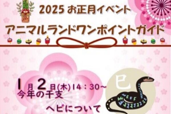 高知市で「アニマルランドワンポイントガイド」（わんぱーくこうち）｜2025年の干支・ヘビについてのお話があります。干支展も開催中！