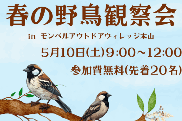 本山町で「春の野鳥観察会」（モンベルアウトドアヴィレッジ本山）｜ジョウビタキ、ソウシチョウ、カワセミ…色鮮やかな春の鳥たちを探してみよう