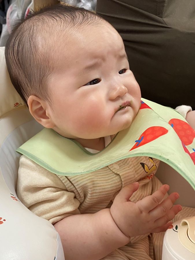 【はじめてのほうれん草】離乳食をスタートして1週間強、ほうれん草に挑戦。慣れない葉物の味にびっくり