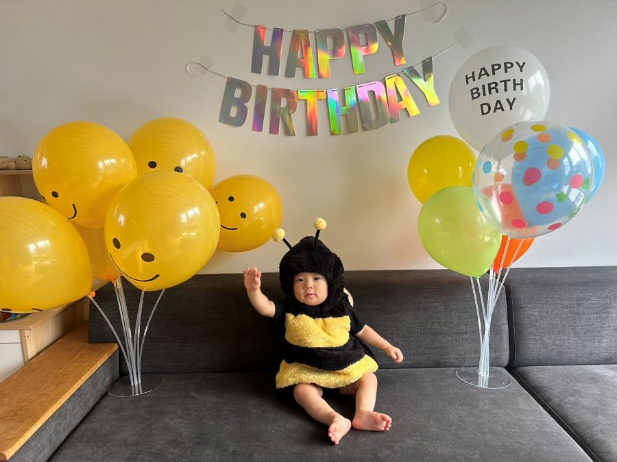 【はじめての仮装】「ぶん♪」が口癖でぶんちゃんと呼ばれていた次男。1歳の誕生日にみつばちに変身しました