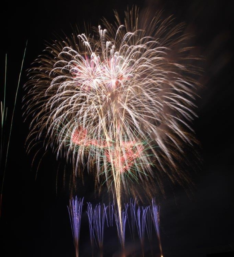室戸の夜空に大輪を咲かせた花火（提供写真）