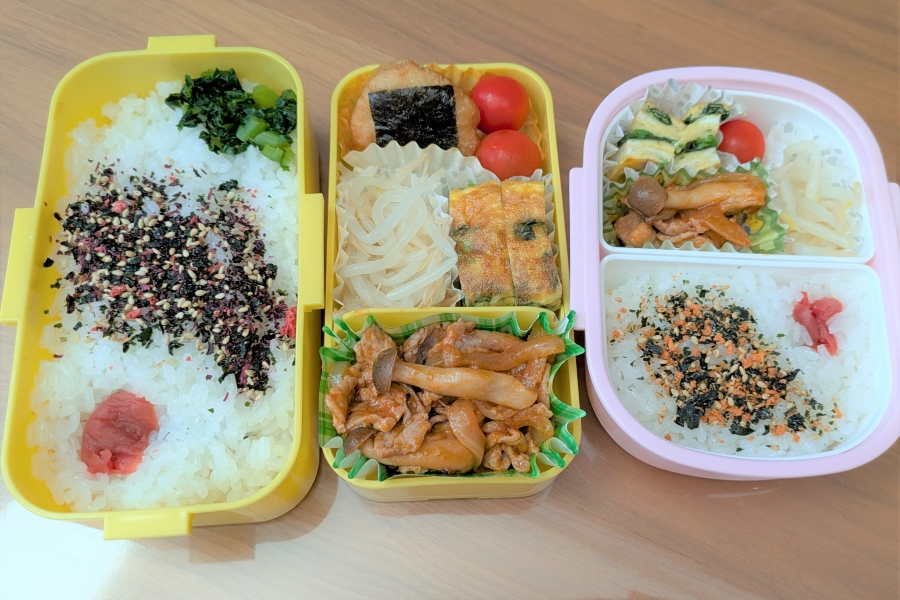 夏休みといえば児童クラブのお弁当。長女のお弁当は2段重ねの大人用ですが、「足りない」そうです