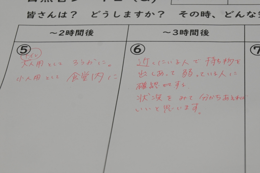 話し合ったことを目黒巻シートに書き込んでいきました