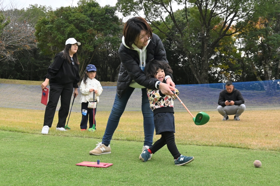 親子で豪快ショット！