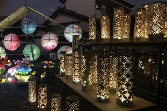 第12回国分竹灯り憧憬の路（提供写真、試験点灯）