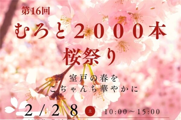 【2026年】室戸市で2/28に「第16回むろと2000本桜祭り」（室戸広域公園駐車場）｜グルメ、音楽演奏、ダンス…餅投げも楽しめます