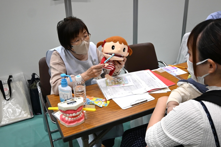 歯磨きのポイントも教わりました