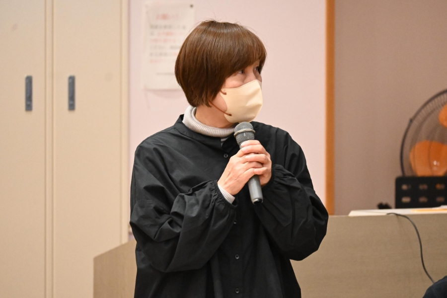 避難訓練について報告した田井さん