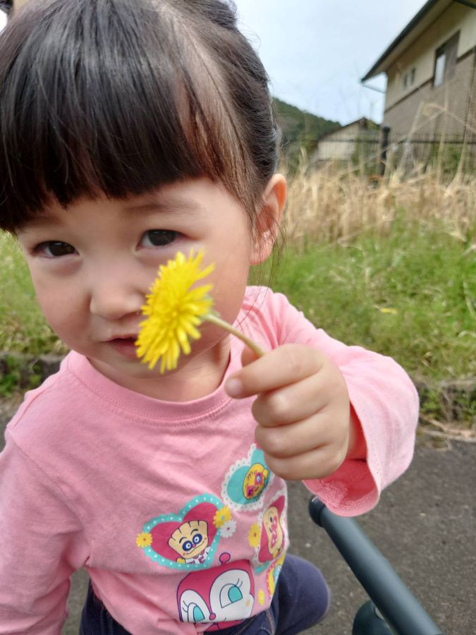 春になり道端のお花を摘んでは、どうぞとプレゼントしてくれます