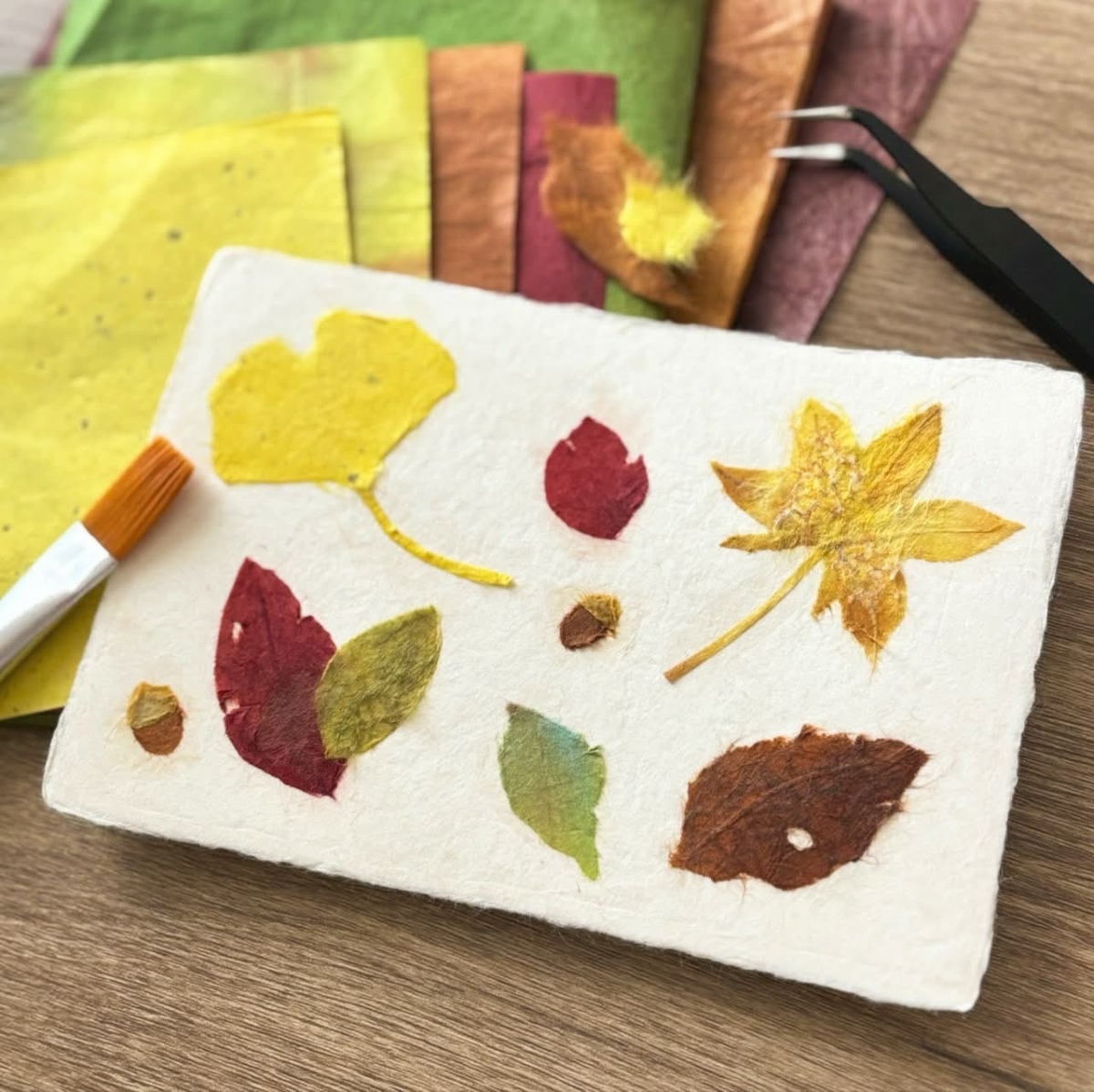 いの町で9/5に「ちぎってつくる秋の落ち葉のちぎり絵」（いの町紙の博物館）｜和紙をちぎって、貼って「落ち葉のちぎり絵」を作るワークショップです。事前申し込みが必要です