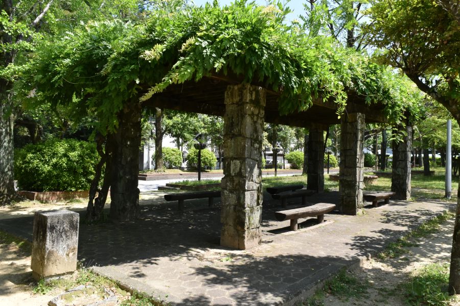 木陰のベンチがありがたい！